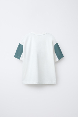 ZARA СПОРТИВНАЯ ФУТБОЛКА С КАРМАНОМ, БЕЛЫЙ