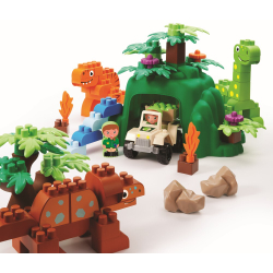 Ecoiffier Abrick - набор динозавров Dino Land + 2 фигурки + 1 автомобиль 2995 / артикул   2995  / GTIN 3280250029953