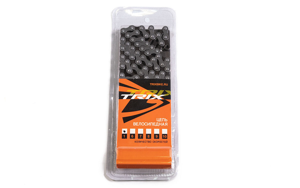 Цепь TRIX для 1 скорости, 1/2"х1/8", 112 звеньев, пин 8.9мм, с замком, серая