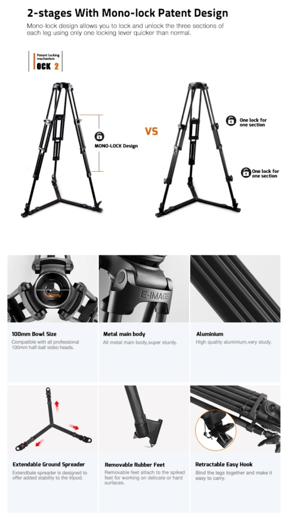E-IMAGE EG25A2 Штатив для видеокамер с головой