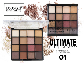 Тени для век DoDo Girl 16 цветов тон 01 Ultimate Eyeshadow, 19,2 г