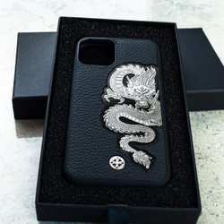 Люксовый Эксклюзивный чехол iphone натуральная кожа дракон - Euphoria HM Premium - ювелирный сплав