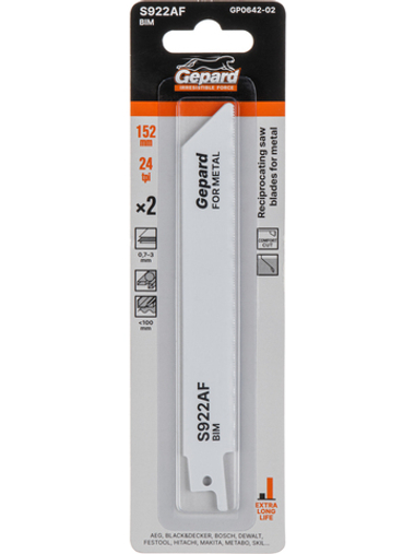 Пилка сабельная по металлу S922AF (2 шт.) GEPARD