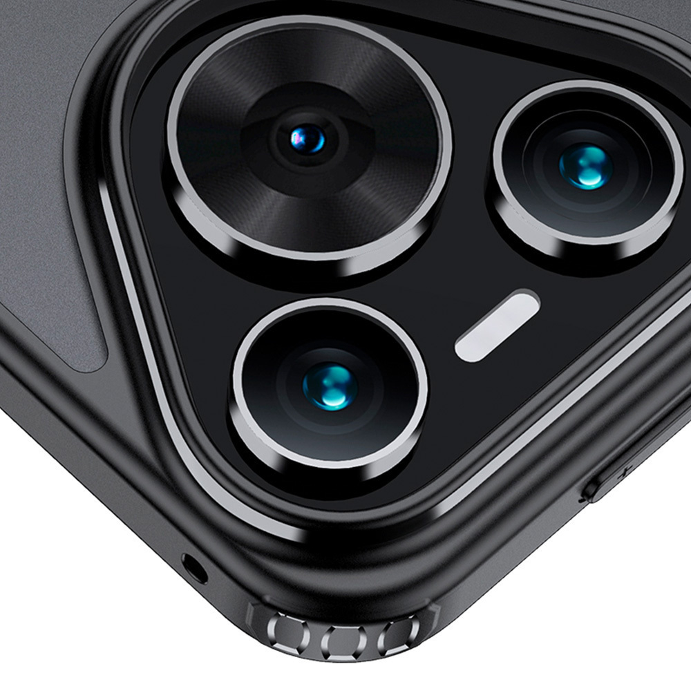 Чехол с Магсейф Huawei Pura 70 Pro / 70 Pro + прозрачный матовый с черным бортом WLONS