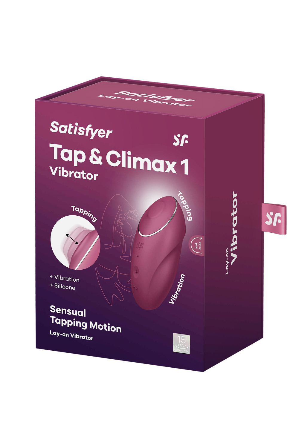 Вибромассажер Satisfyer Tap & Climax 1, силикон, бордовый, 11 см