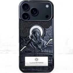 Чехол для iPhone из натуральной кожи крокодила Euphoria HM Premium Православной коллекции с изображением Пресвятой Богородицы