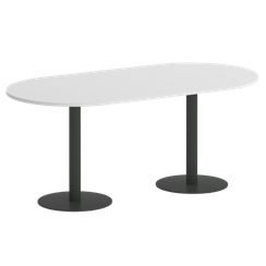 Home Office Стол овальный VR.SP-5-180.1 Белый Бриллиант/Металл Антрацит 1800*900*753