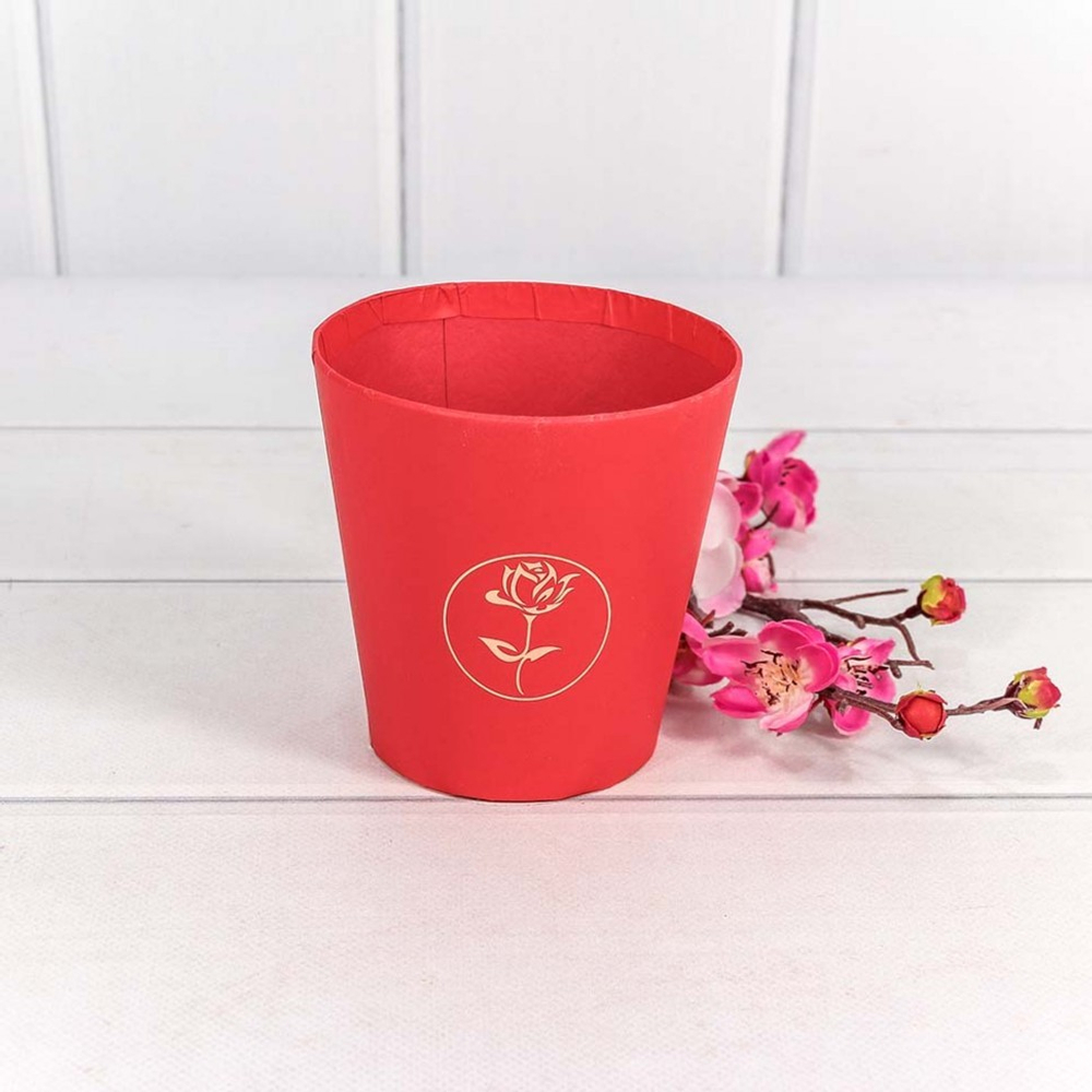 Коробка Ваза для цветов 10.7х10.6 см "Мини" с тиснением (Красный)