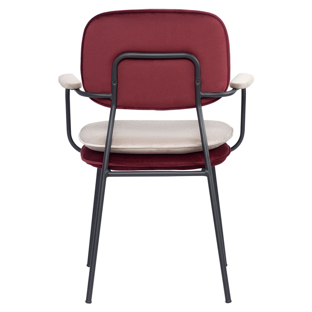 Стул с подлокотниками Pea, велюр, бордовый/бежевый