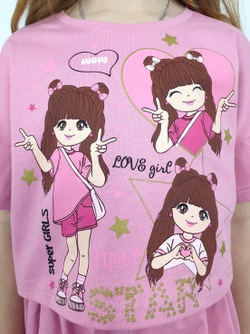 02-159-4 Комплект для девочки (джемпер+ шорты)