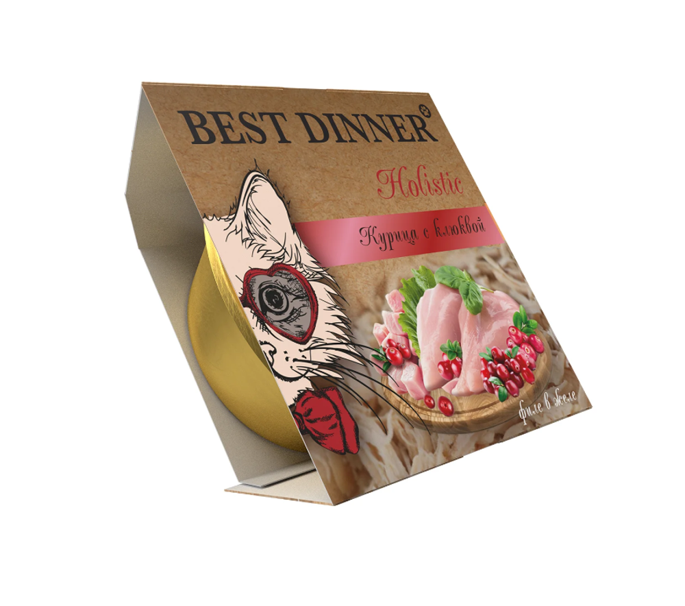 Влажный корм Best Dinner курица с клюквой в желе мясные волокна 75 г