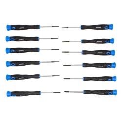 Набор отверток ювелирных с пинцетами 14пр.(SL: 1.5, 2.0, 2.5 PH: 00, 0 ,1 TORX: T5, T6, T7, T8, T9, T10), в пластиковом держателе Forsage F-2146