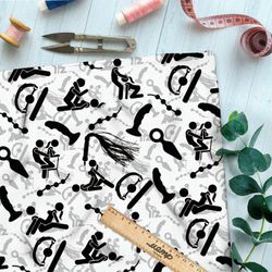 Ткань шифон интимная жизнь на белом фоне