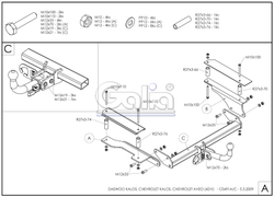 Фаркоп оцинкованный Galia C049A для Chevrolet Aveo седан 2002-2012(паспорт и сертификат в комплекте)(без электрики)