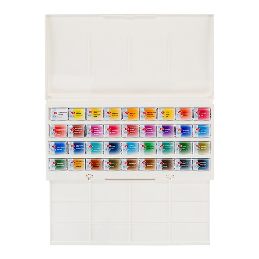 Краски акварельные художественные "Белые ночи", 36 цветов, кювета 2,5 мл, палитра, пластиковая коробка, 1942258