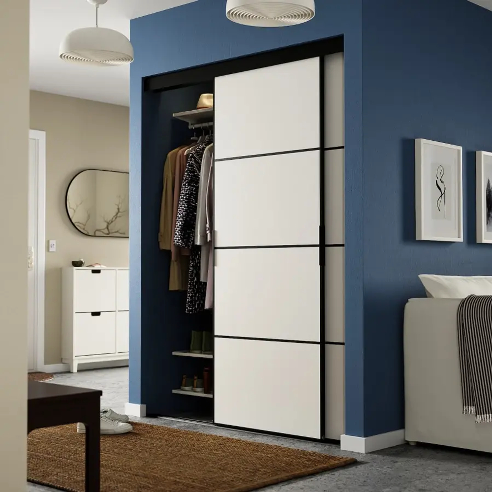 Комбинация раздвижных дверей - SKYTTA/MEHAMN IKEA/ СКЮТТА/МЕХАМН ИКЕА, 205х152 см, белый