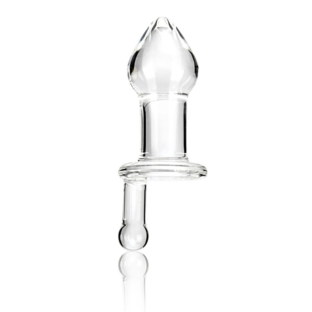 Прозрачный стеклянный анальный плаг с ручкой Glass Juicer - 12,7 см.