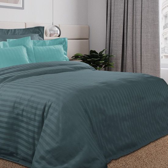 Двуспальный с европростыней комплект постельного белья Карузо страйп-сатин