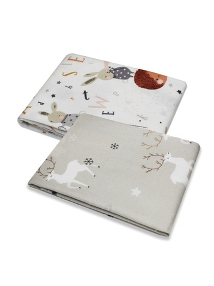 Комплект фланелевых пелёнок: Зайки и олени 90*130