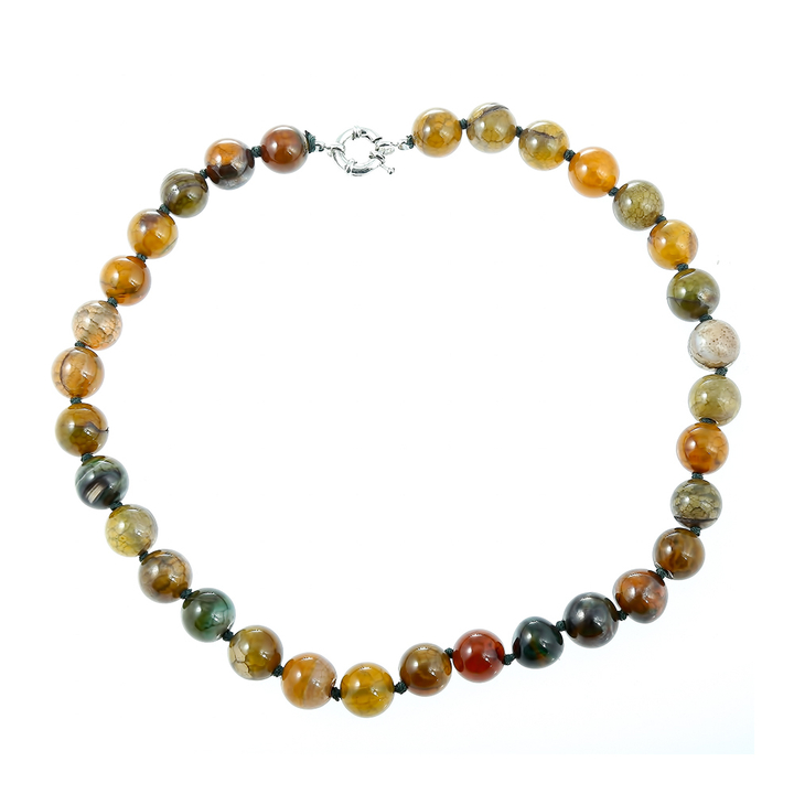 Бусы Агат, шар 1,2 см через узел, цвет зеленый, 55 см