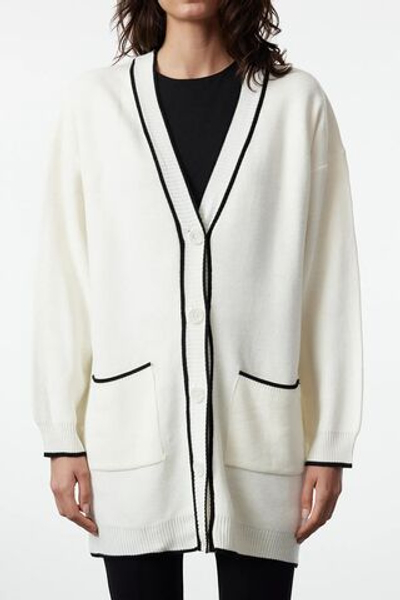Кардиган из трикотажа с контрастной отделкой Ecru TCTAW22TH0014