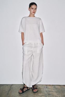 ZARA ЛЬНЯНЫЕ БРЮКИ С РАЗРЕЗАМИ — ZW COLLECTION, БЕЛЫЙ