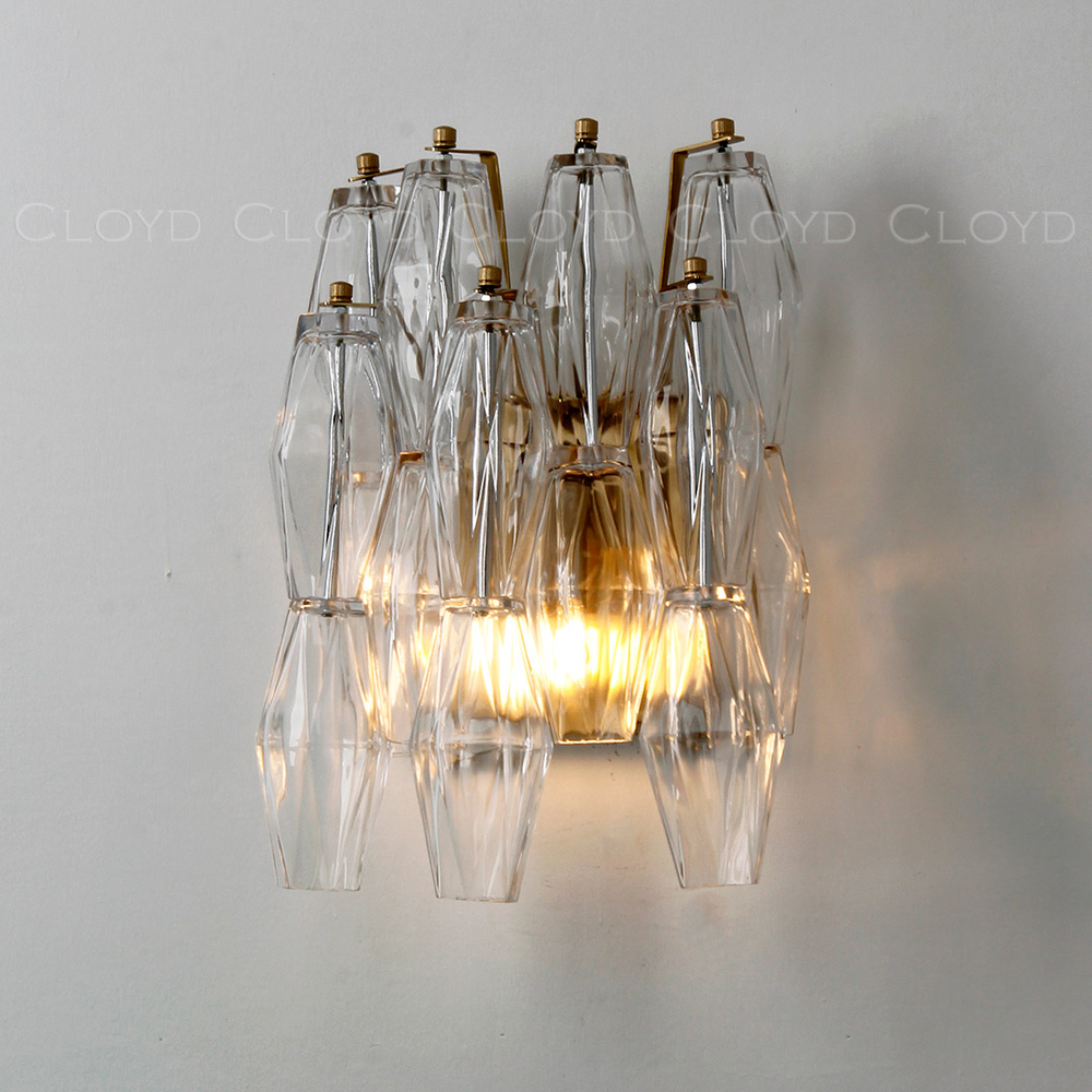 Бра Cloyd CALCUTTA W1 / выс. 37 см - латунь - прозрачн.стекло (арт.20485)