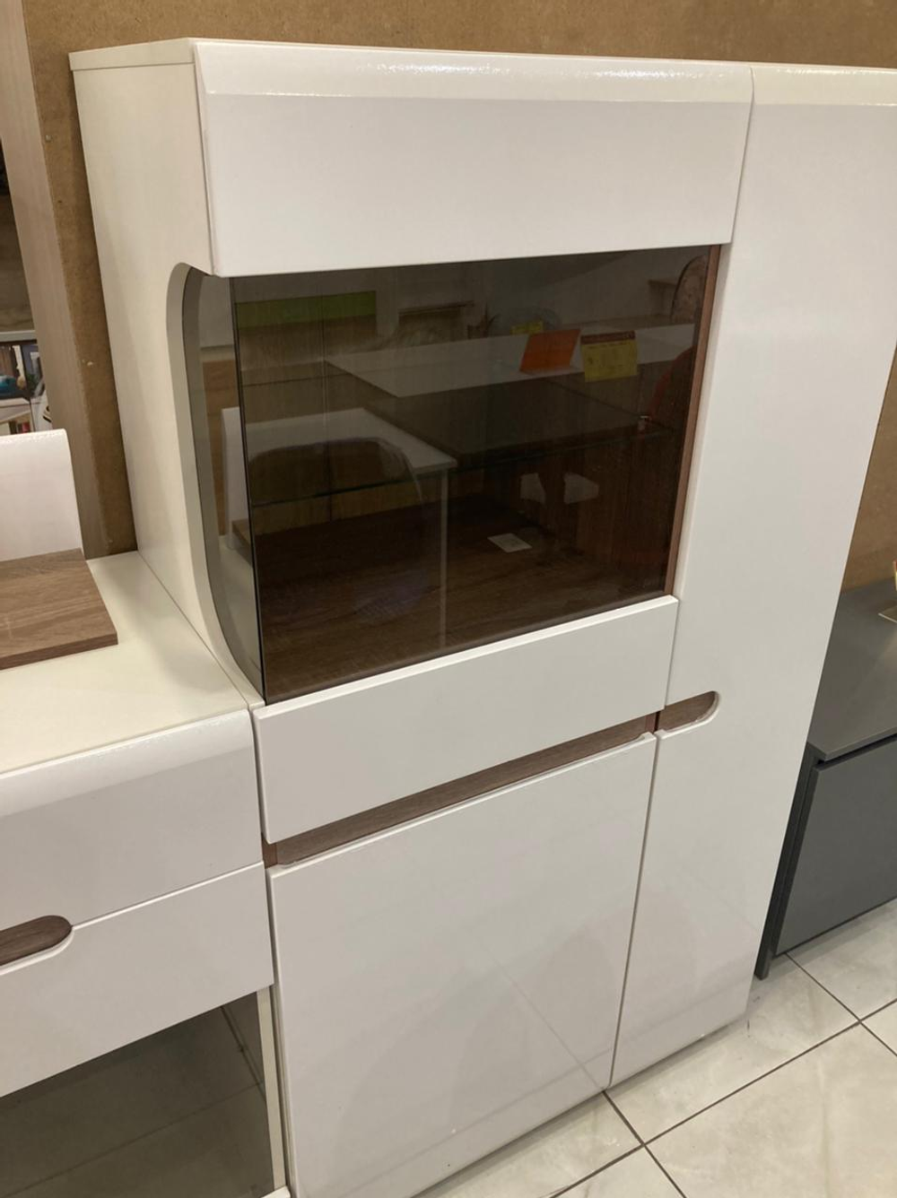 Шкаф витрина малая Ультра белый/белый глянец