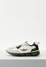 Кроссовки муж. AERONAUTICA 276 черно-белый лайм подошва надписи