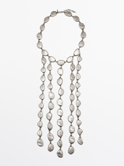 Massimo Dutti Ожерелье с эффектом каскада, серебряный