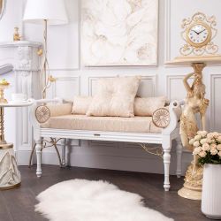 Банкетка Флоренция Премиум Белый Каледония Даймонд Айвори Амбер