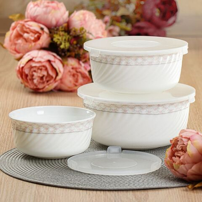 Салатник стеклокерам, кругл, 3 шт, 19,16,14 см, с крыш, Ажур HDW3T-P, Daniks, 16178 HDW3T-P