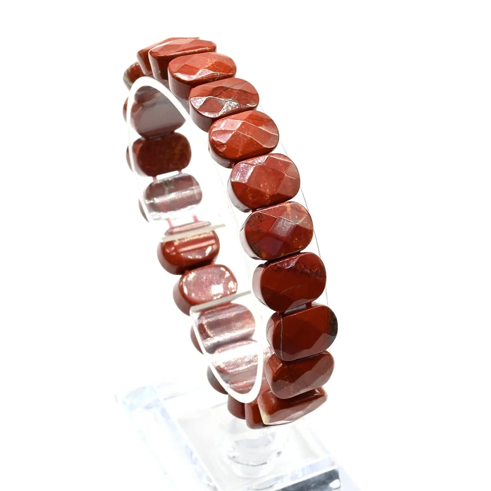 Браслет граненый 14*7мм из яшмы красной №2
