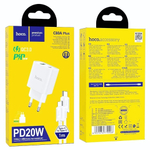 Зарядное устройство HOCO C80A Plus PD20W+QC3.0 3A Type-C+USB + кабель Type-C-Type-C White