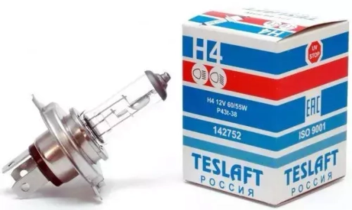 Автолампа галогеновая 142752 Teslaft H4 12V 60/55W P43t-38 "Стандарт" 1 штука