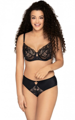 Трусики-бразилиана из эластичного трикотажа c кружевной вставкой (Размер: M) (Цвет: темно-синий)