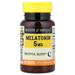 Mason Natural, Мелатонин, 5 мг, 60 таблеток