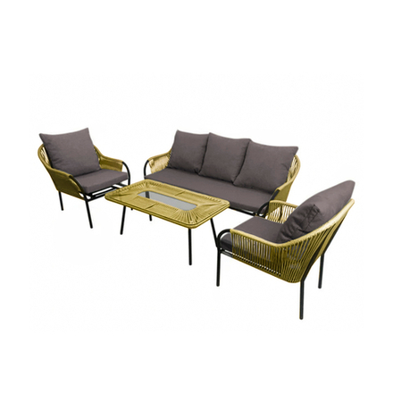 Комплект садовой мебели Alfart Nuar3 Лаунж (2 кресла, 1 диван, 1 стол), темно-коричневый/песочный