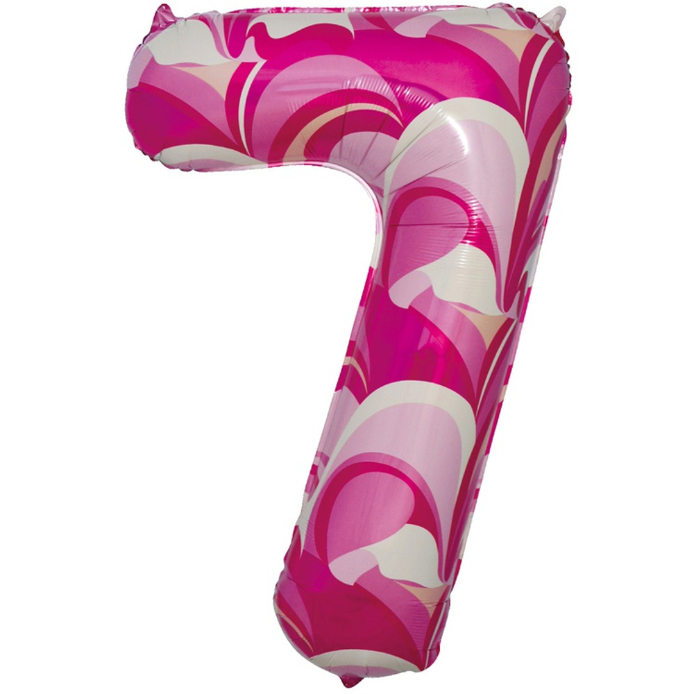 Шар Фольгированный Цифра 7 Мрамор розовый (Розовый)