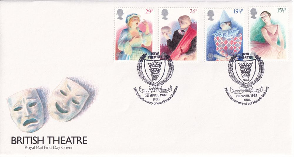 Конверт Первого дня Великобритании от 28 апреля 1982 года с четырьмя марками и спецгашенем