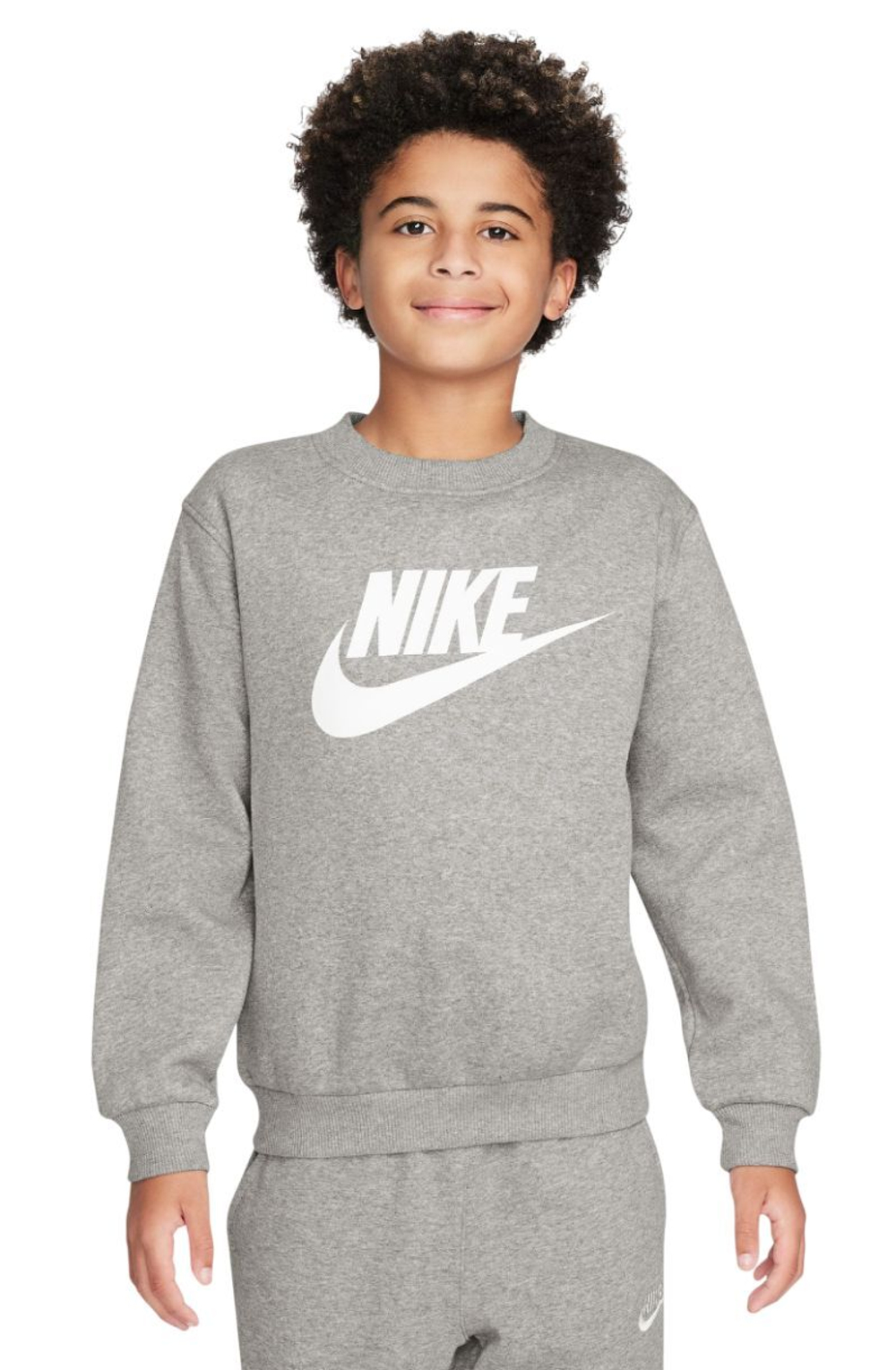 Детская теннисная толстовка Nike Kids Sportswear Club Fleece - dark grey heather/white