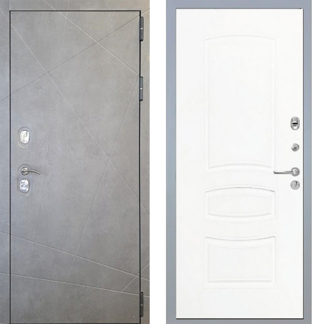 Входная металлическая дверь Лекс New Line Соната Бетон серый (темный)/ №68 Шагрень белая 12мм