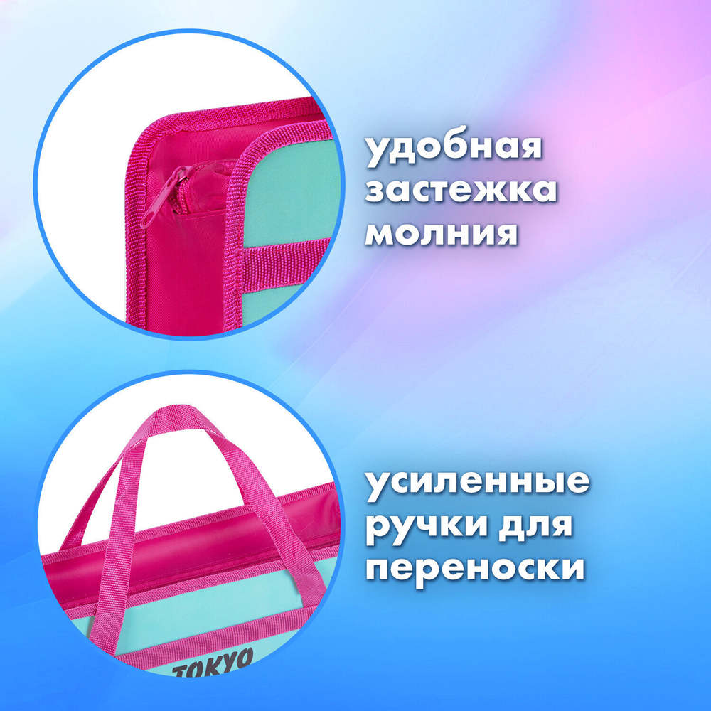 Папка на молнии с ручками BRAUBERG А4 1 отделение пластик 80 мм "Anime city" (3 штуки в упаковке)