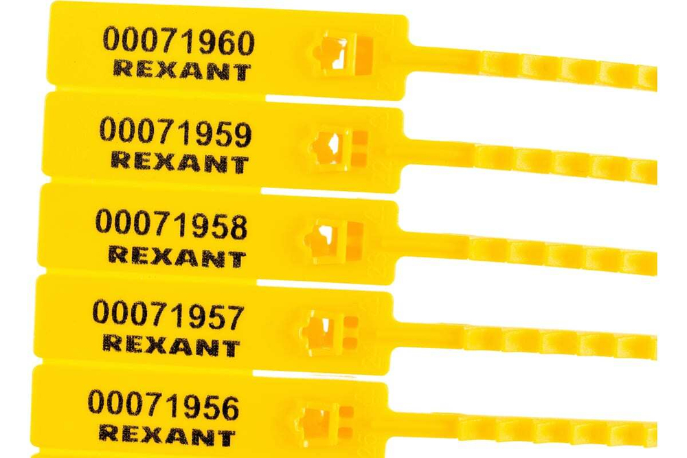Номерная пломба для опечатывания REXANT пластиковая 255 мм желтая 50 шт 07-6122
