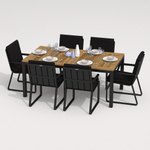 Обеденная группа Ideal Patio ТЕЛЛА  АЛЬБА  каркас карбон, стол тик 180, ткань черная