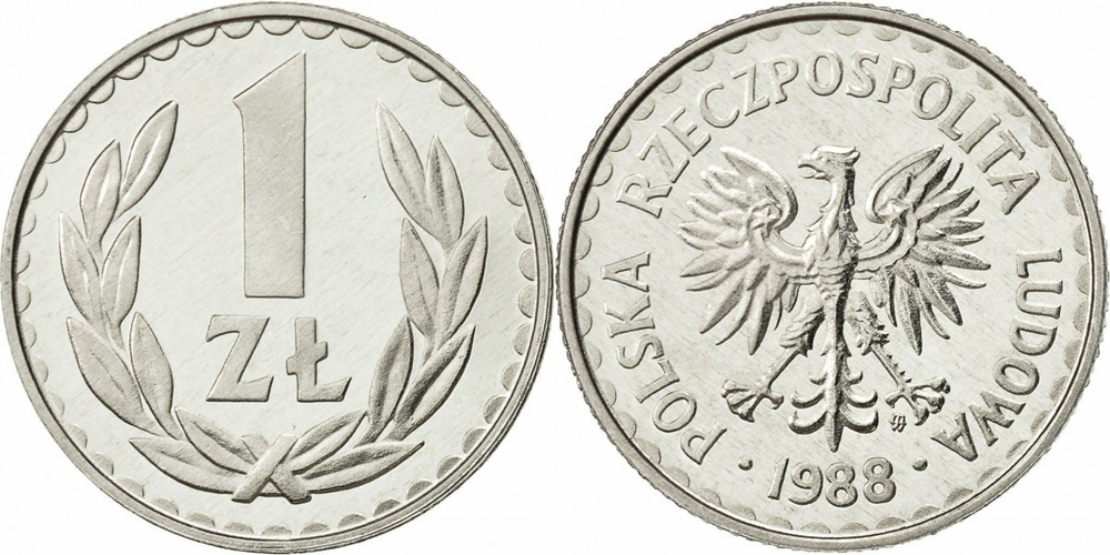 Польша 1 злотый, 1986 - 1988 Герб XF