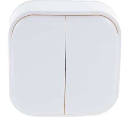 Выключатель двухклавишный "UNIVersal" серия "Аллегро", IP-54, о/у, 10А, 220В, белый (еврослот) (AB22