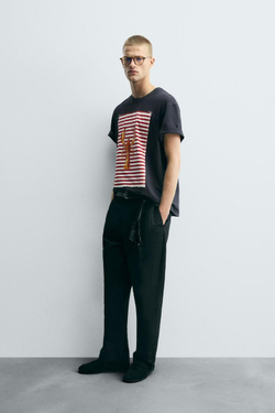 ZARA ФУТБОЛКА С НАШИВКОЙ «ЛОБСТЕР», МОРСКОЙ СИНИЙ