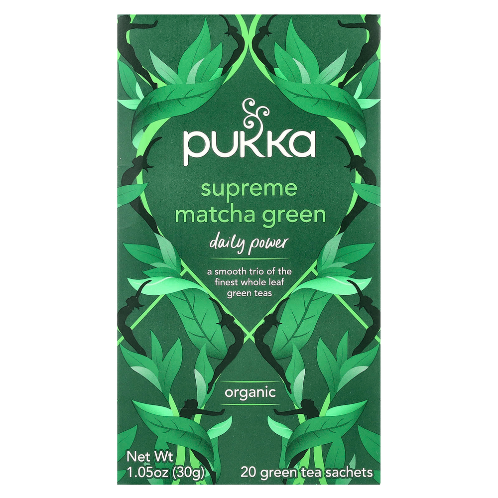Pukka Herbs, органический зеленый чай, высшего качества зеленый матча, 20 саше, 30 г (1,05 унции)