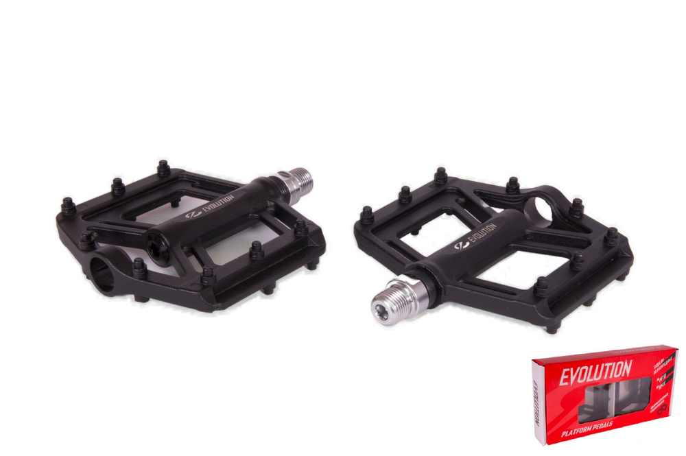 Педали EVOLUTION PLATFORM алюминиевые, 114x108мм, резьба 9/16", промподшипники, черные